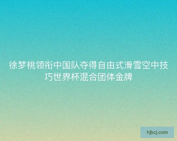 徐梦桃领衔中国队夺得自由式滑雪空中技巧世界杯混合团体金牌