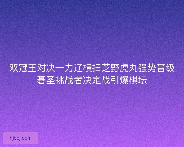 双冠王对决一力辽横扫芝野虎丸强势晋级碁圣挑战者决定战引爆棋坛